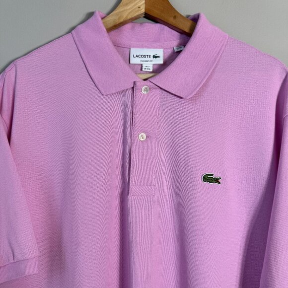 Lacoste Short Sleeve Polo Shirt Men's 7 XXL Pink Classic Fit Preppy Designer NWT - Picture 5 of 12